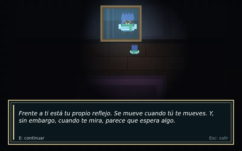 El cuarto oscuro con el espejo donde empieza el juego